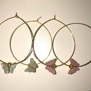 Butterfly hoop earrings